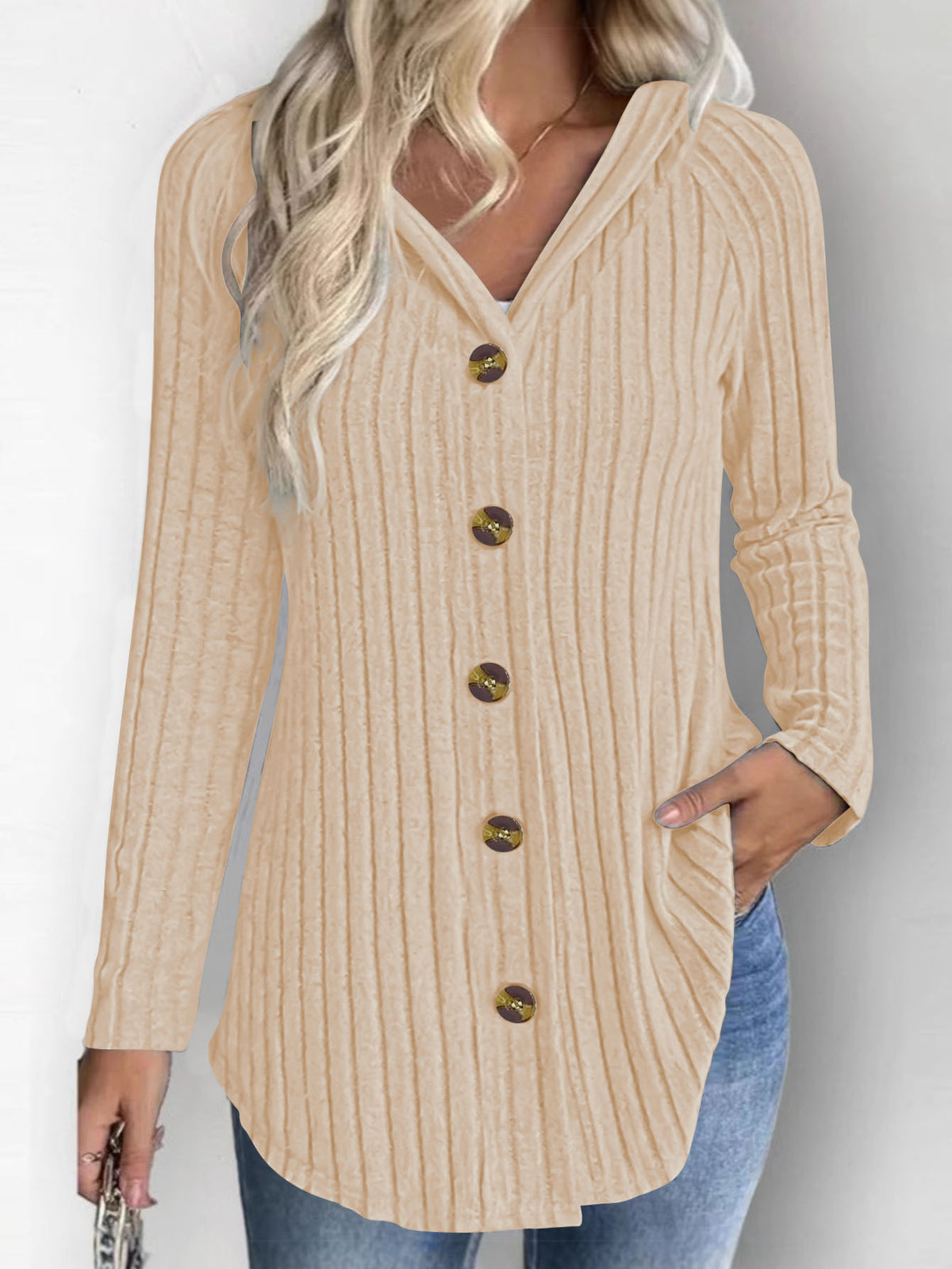 Fashion Casual Solid Color Long Sleeve Hoodie