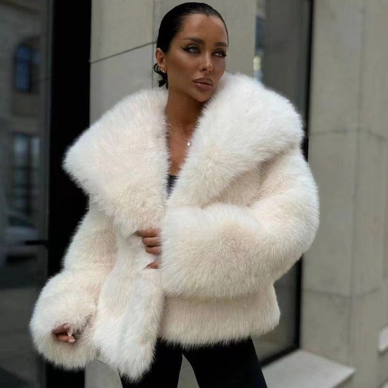Women's Fluffy Casual Fox Fur Jacket Women's Clothing - souqmart
