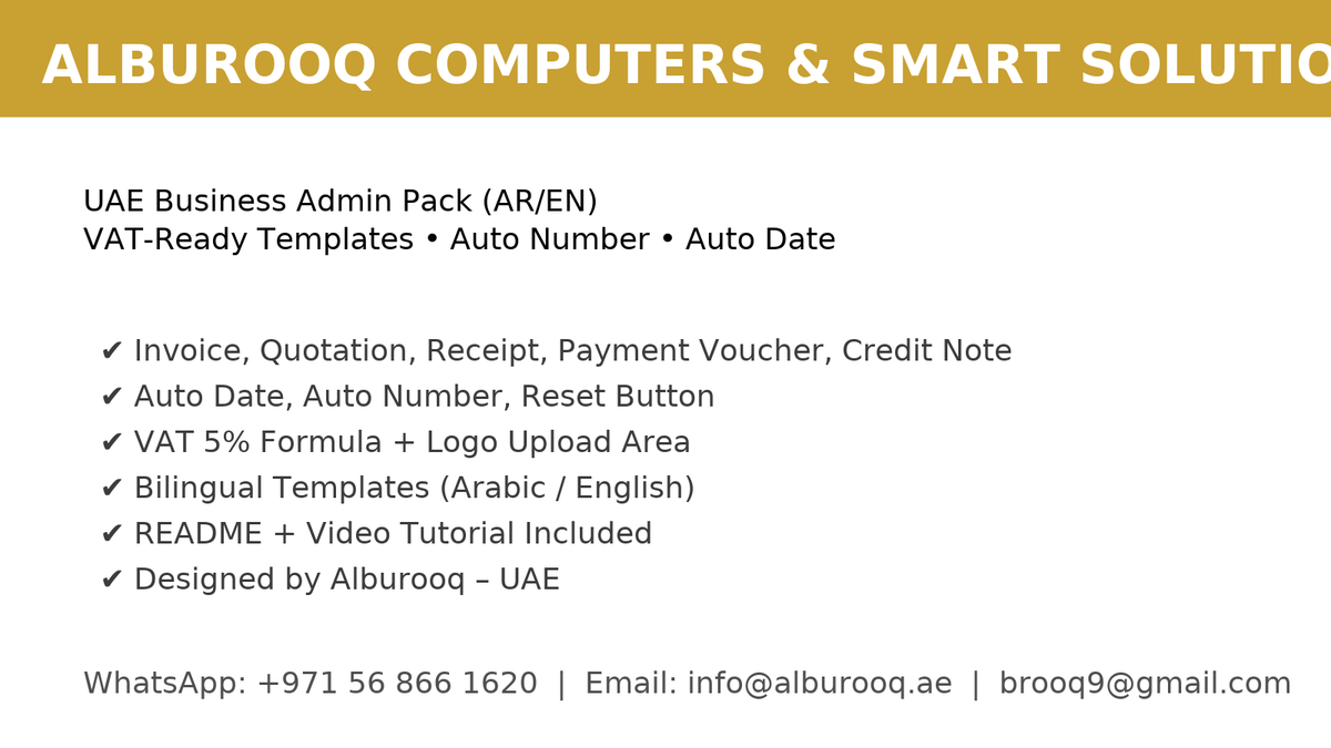 UAE Business Admin Pack AR/EN VAT-Ready