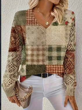 Printed Casual Cape Coat Cardigan Sweater - souqmart