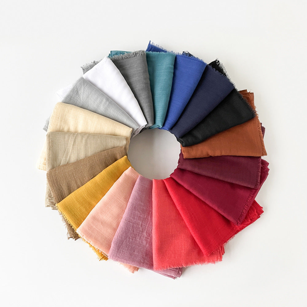 Muslim Kerchief Slub Cotton Scarf Tassel