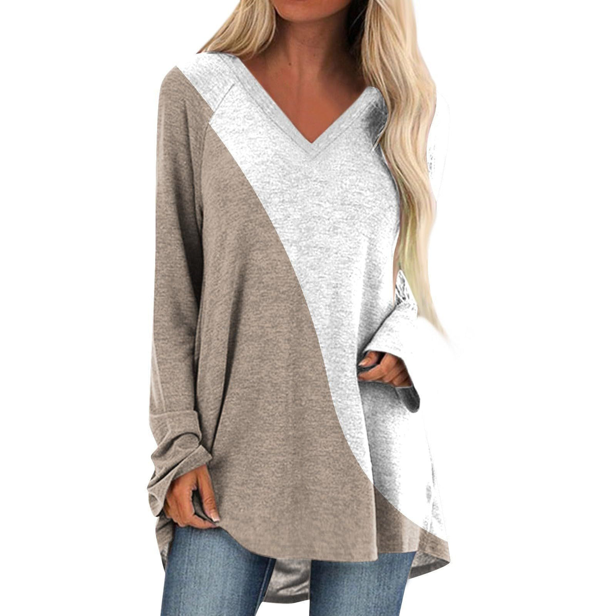 Quality Stitching Long Sleeve V-neck Skirt