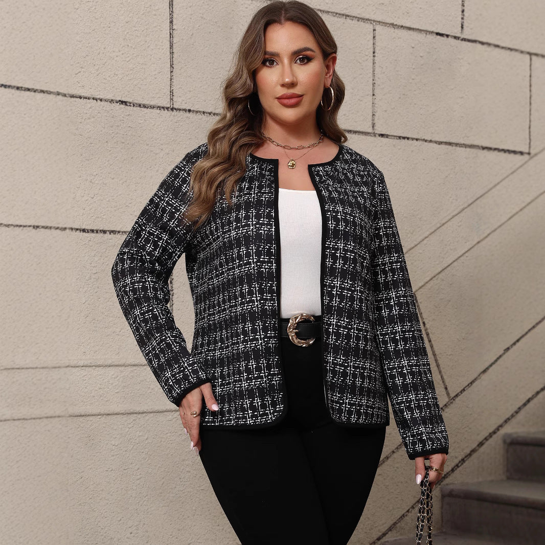 Loose Casual Plaid Cardigan Coat For Women