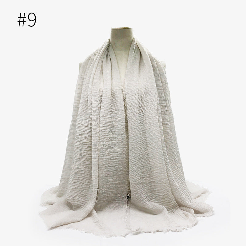 Bubble plain Scarf / cotton scarf fringes women soft solid hijab popular muffler shawls big Pashmina wrap hijab - souqmart