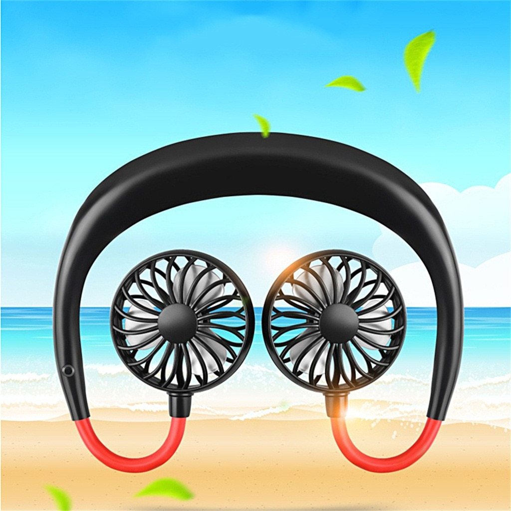 Charging portable lazy fan student desktop fan hanging neck fan - souqmart
