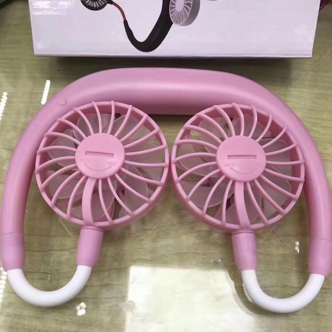 Charging portable lazy fan student desktop fan hanging neck fan - souqmart