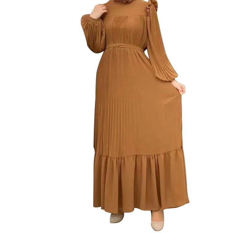 New Women's Net Color High Collar Pullover Fashion Loose Middle East Dresses - souqmart