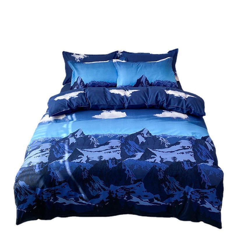 Four-piece Bed Set Blue Night Sky Bed Sheet Quilt Cover Single Double - souqmart