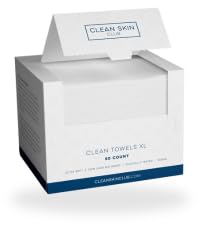 Clean Skin Club Clean Towels XL®, 100% USDA Biobased Face Towel, Disposable Face Towelette, Eczema Association Accepted, Makeup Remover Dry Wipes, Ultra Soft, 1 Pack, 50 Ct