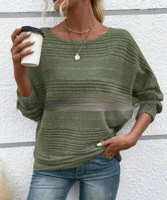 Women's Round Neck Splicing Pullover Top T-shirt