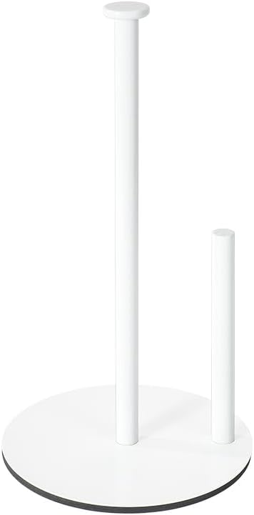 Premium Paper Towel Holder Countertop, for Kitchen, Bathroom, RV, Outdoor, Living Room,Dining Table or BBQ, Weighted Stainless Steel for Standard and Large Rolls-White(YaoJooHome)