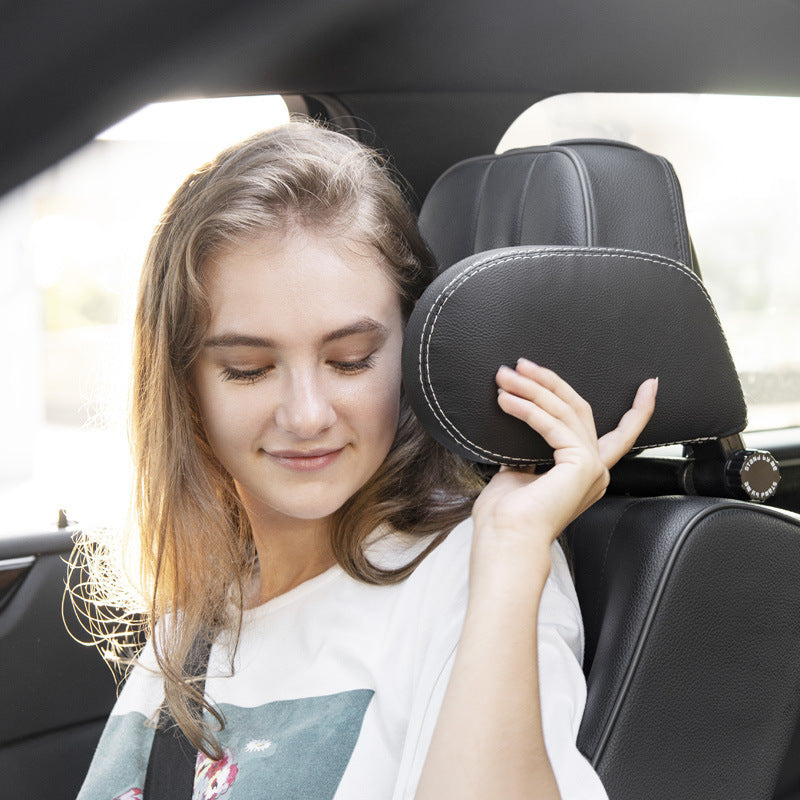 Car headrest pillow Sleep Adjustable Side Car Soft Travel Seat Headrest Auto Leather Support Neck Pillow Cushion car accessories - souqmart