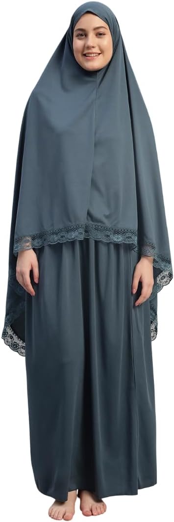 Women's Two-Piece Islamic Prayer Dress – Jilbab Abaya Set, Modest Prayer Outfit for Muslim Women, Umrah & Ramadan Essentials