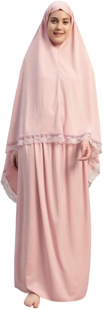 Women's Two-Piece Islamic Prayer Dress – Jilbab Abaya Set, Modest Prayer Outfit for Muslim Women, Umrah & Ramadan Essentials
