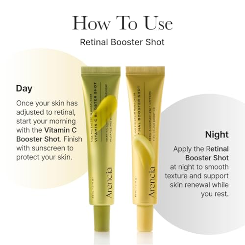 Arencia Vitamin C Booster Shot Serum with Glutathione, Niacinamide and Vitamin E for Dark Spot Care, Fine Lines & Wrinkles, Glass Skin, Korean Skincare 30ml/1.01 fl.oz