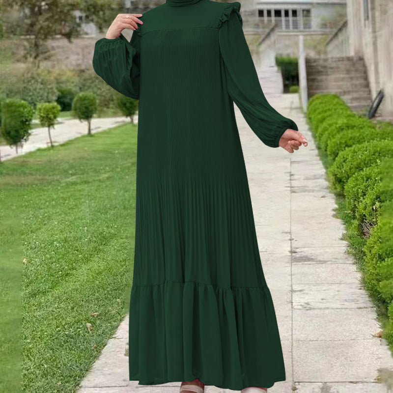 New Women's Net Color High Collar Pullover Fashion Loose Middle East Dresses - souqmart