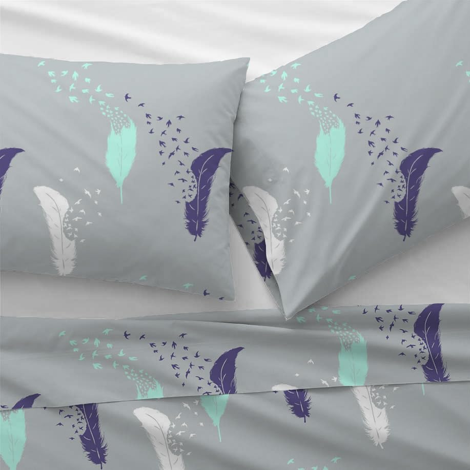 Sleep Well 90 GSM Bedsheet with Pillow Case (Blue & Pink Diamond Design, Single)