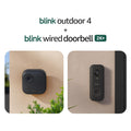 Blink Outdoor 4 and Wired Doorbell 2K+ (newest model) — Two-year battery 1080p cameras and 2K hardwired doorbell. Sync Module Core included — 3 Cameras + Doorbell (Black)