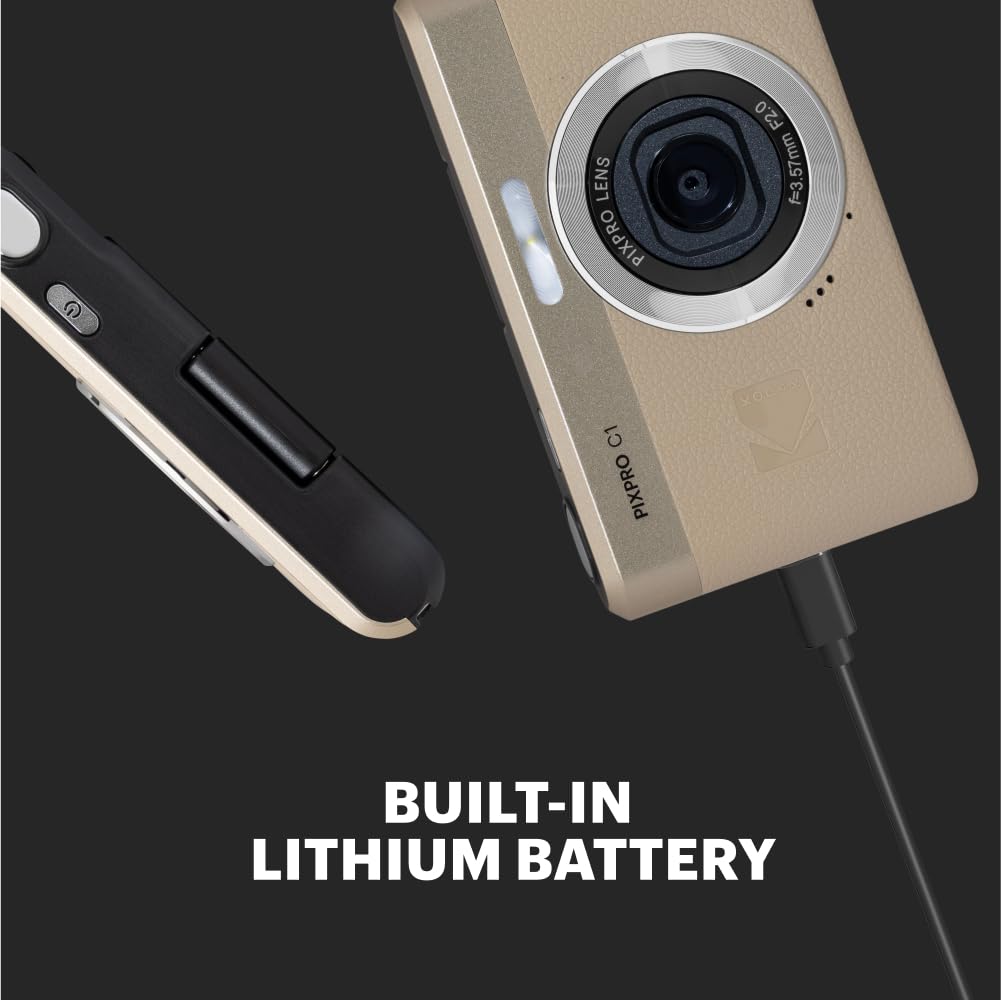 KODAK PIXPRO C1 13MP Compact Digital Camera, 26mm Fixed Lens, Brown