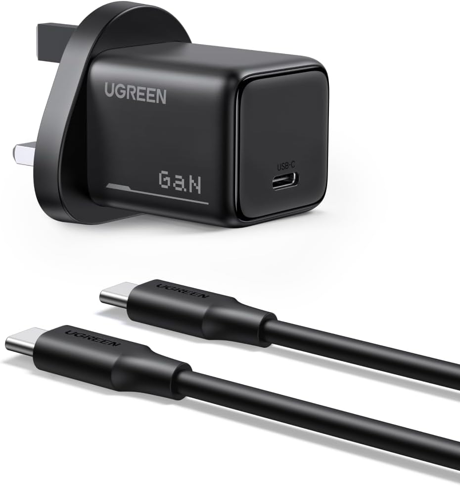 مجموعة شاحن UGREEN بقدرة 25 واط شحن سريع من النوع C مع كابل سامسونج بطول 2 متر، متوافق مع Galaxy S25 Ultra/S24 Ultra/S23 Ultra/S22 وZ Fold 6/5 وA06/A55 LTE وiPad Pro/Air وXiaomi وOnePlus وغيرها