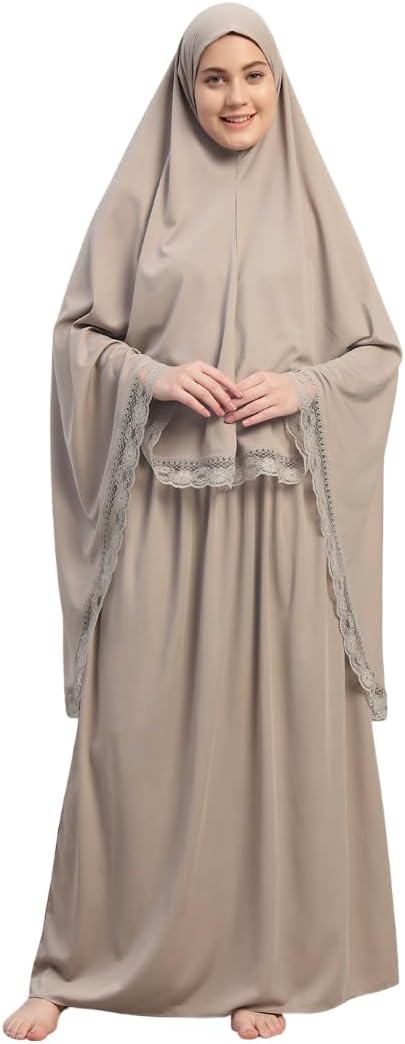 Women's Two-Piece Islamic Prayer Dress – Jilbab Abaya Set, Modest Prayer Outfit for Muslim Women, Umrah & Ramadan Essentials
