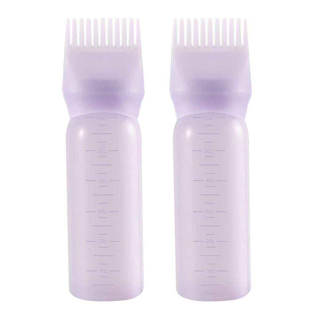 Pimoys 2Pcs 6Oz Root Comb Hair Dye Oil Applicator Bottles For Scalp, Purple