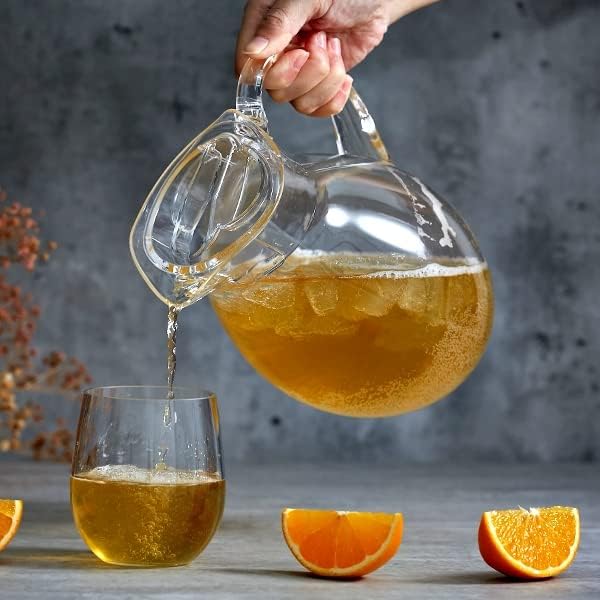 Bubbly - Plastic Pitcher (64 oz, 2 Quart), Clear Water Pitcher with Lid, Fridge Jug, BPA-Free, Shatter-Proof, Great for Iced Tea, Sangria, Lemonade, Juice, Milk, and More