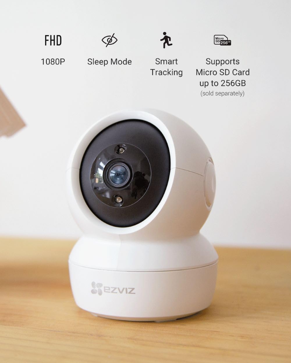 EZVIZ كاميرا واي فاي داخلية C6N G1 2K للمنزل، تقنية كشف الحركة البشرية، تغطية 360 درجة، رؤية ليلية ملونة، غالق الخصوصية، دورية تلقائية، تخزين 512GB