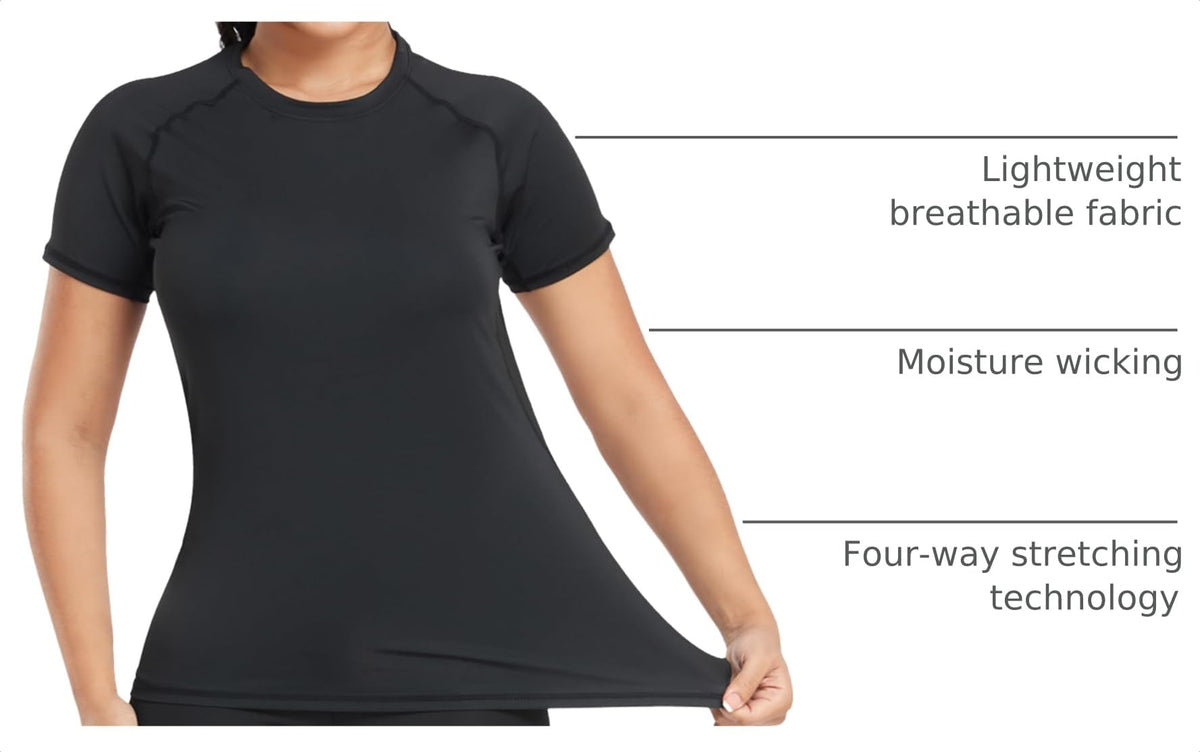 TELALEO 4 Pack Women's Short Sleeve Compression Shirt Workout Tops
