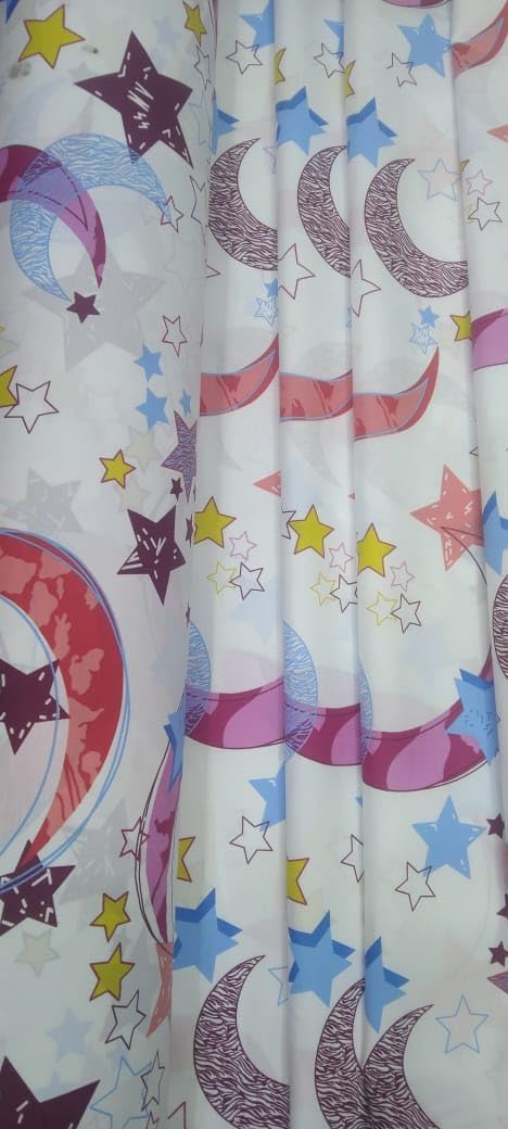 Soft Moon Printed Fitted Bedsheet Single 90x190x20 Washable Cotton Fabric. Premium Fitted Bedsheet with 2 Pillows Case 75x50 cm with Prime Elastic Material.(Small Single)