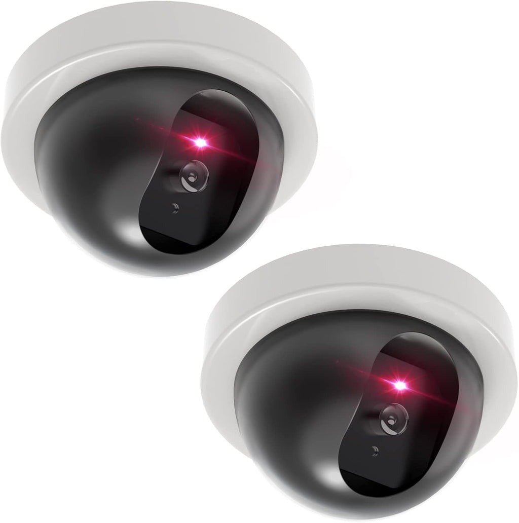 WALI CCTV Dome Fake Camera with Flashing Red Light, 2 Pack, White (SDW-2)