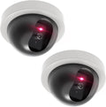 WALI CCTV Dome Fake Camera with Flashing Red Light, 2 Pack, White (SDW-2)