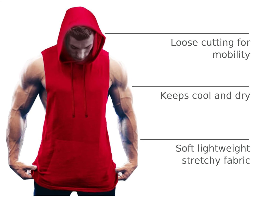 COOFANDY Men's Workout Hooded Tank Tops Bodybuilding Muscle Cut Off T Shirt Sleeveless Gym Hoodies