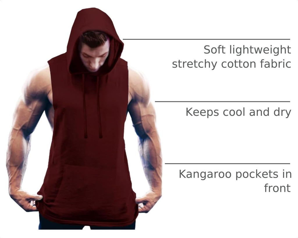 COOFANDY Men's Workout Hooded Tank Tops Bodybuilding Muscle Cut Off T Shirt Sleeveless Gym Hoodies