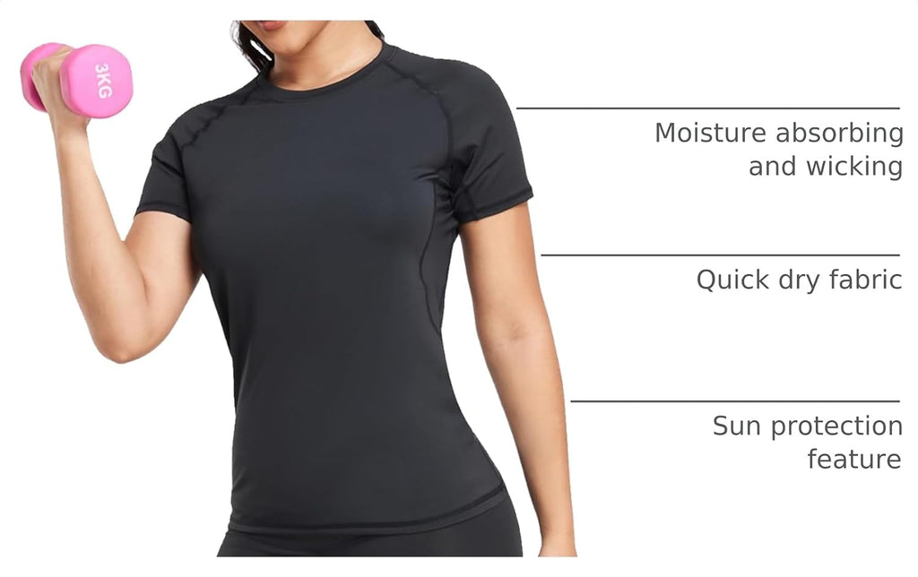 TELALEO 4 Pack Women's Short Sleeve Compression Shirt Workout Tops