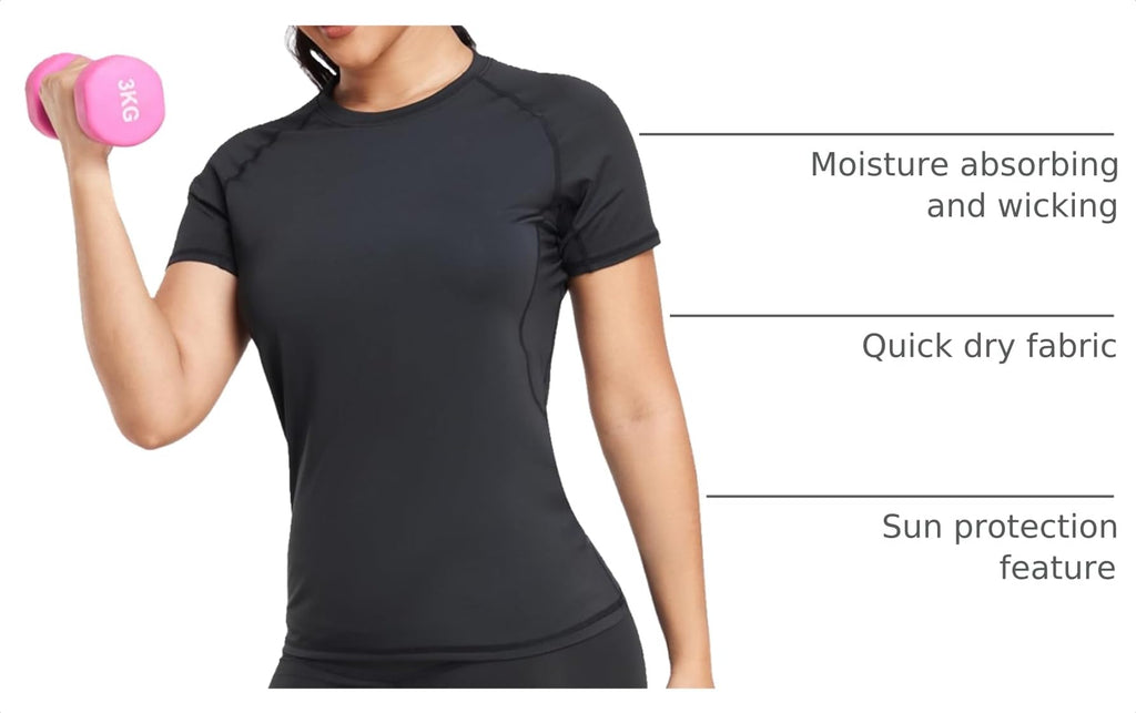 TELALEO 4 Pack Women's Short Sleeve Compression Shirt Workout Tops