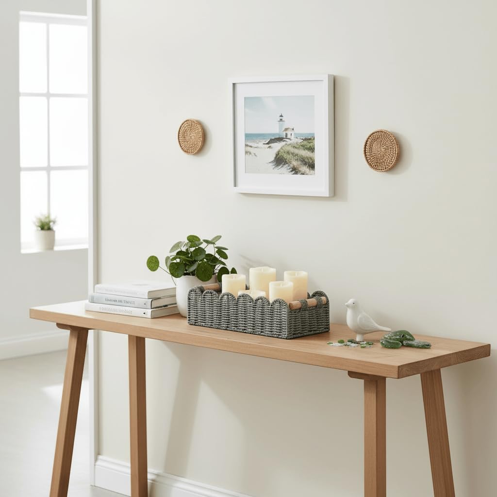 CubesLand Scalloped Toilet Paper Storage Basket W/Handle for Home Decor