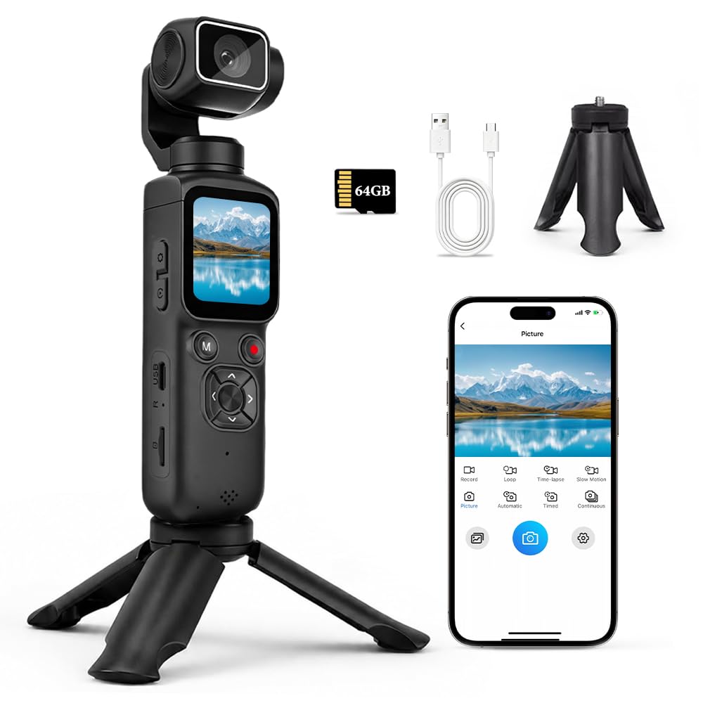 Aero 4K Vlogging Camera, 330° AI Face Tracking, 75MP Photos & Wi-Fi