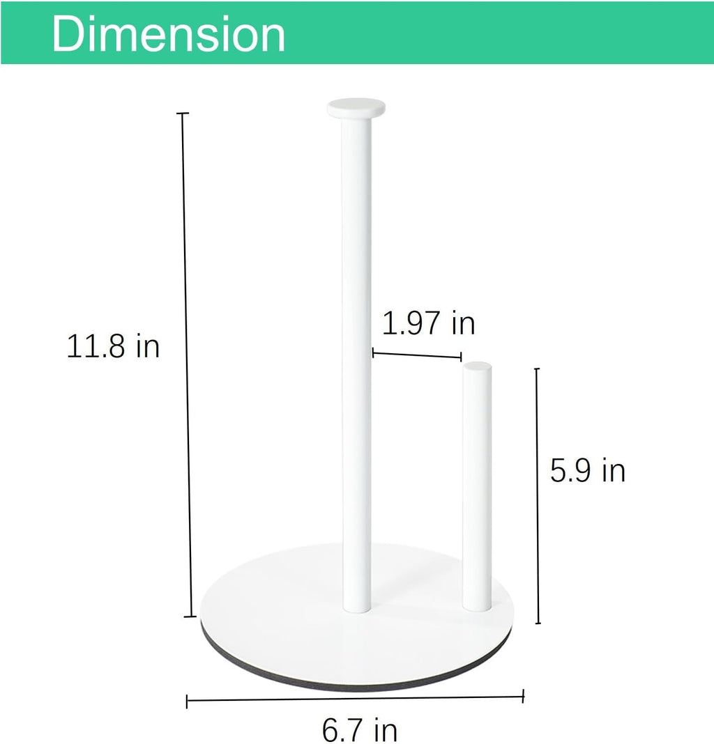Premium Paper Towel Holder Countertop, for Kitchen, Bathroom, RV, Outdoor, Living Room,Dining Table or BBQ, Weighted Stainless Steel for Standard and Large Rolls-White(YaoJooHome)