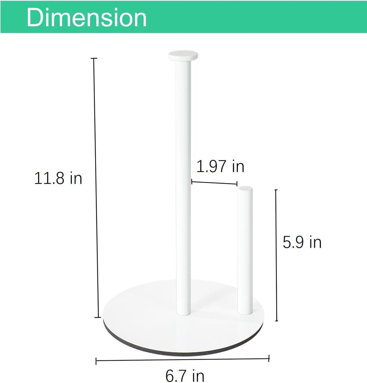 Premium Paper Towel Holder Countertop, for Kitchen, Bathroom, RV, Outdoor, Living Room,Dining Table or BBQ, Weighted Stainless Steel for Standard and Large Rolls-White(YaoJooHome)