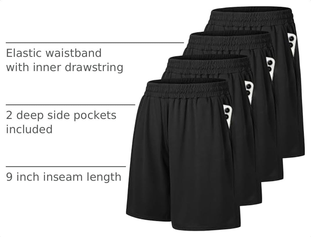 4 Pack Gym Mens Shorts - Basketball Athletic Shorts Fitness Clothing