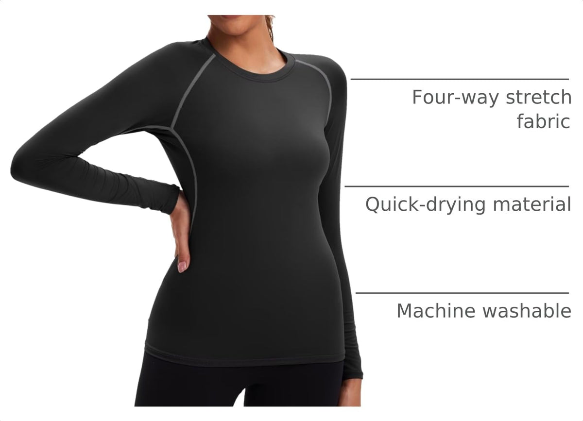 5 Pack Women's Compression Shirts Long Sleeve for Workout & Baselayer