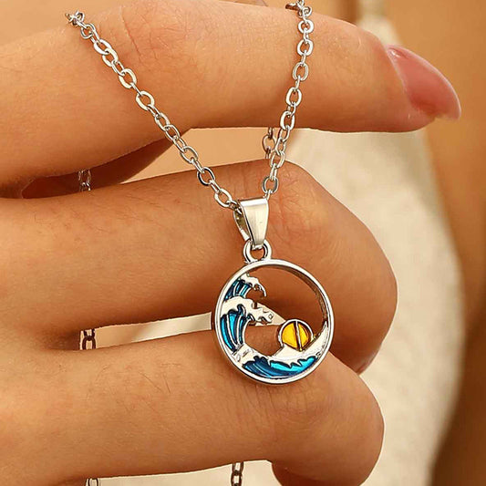 Blue HAILANG Sun Water Drop Pendant Necklace For Women - souqmart