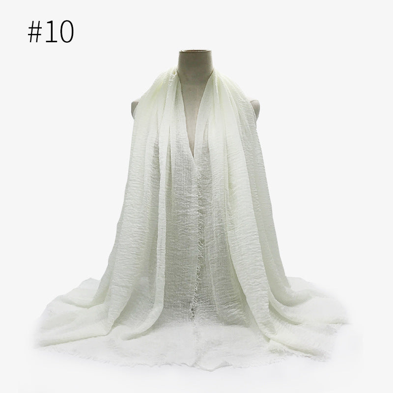 Bubble plain Scarf / cotton scarf fringes women soft solid hijab popular muffler shawls big Pashmina wrap hijab - souqmart