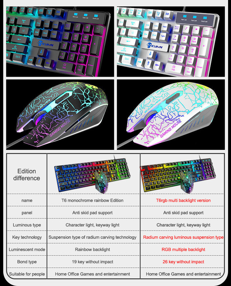 Kuiying T6RGB Luminous Keyboard And Mouse Set - souqmart