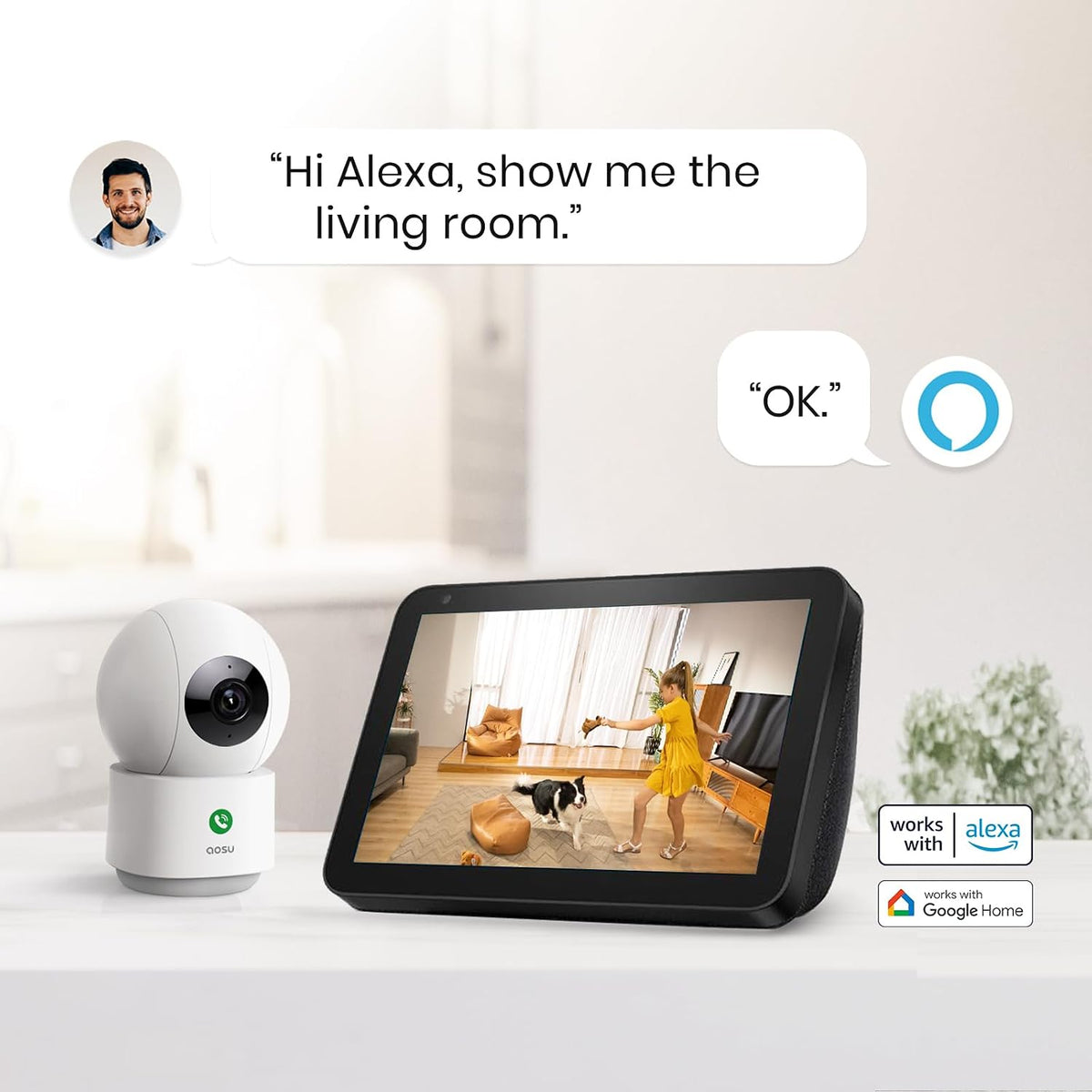 aosu 4MP Indoor Security Camera - Baby & Pet Monitoring with 5/2.4 GHz WiFi