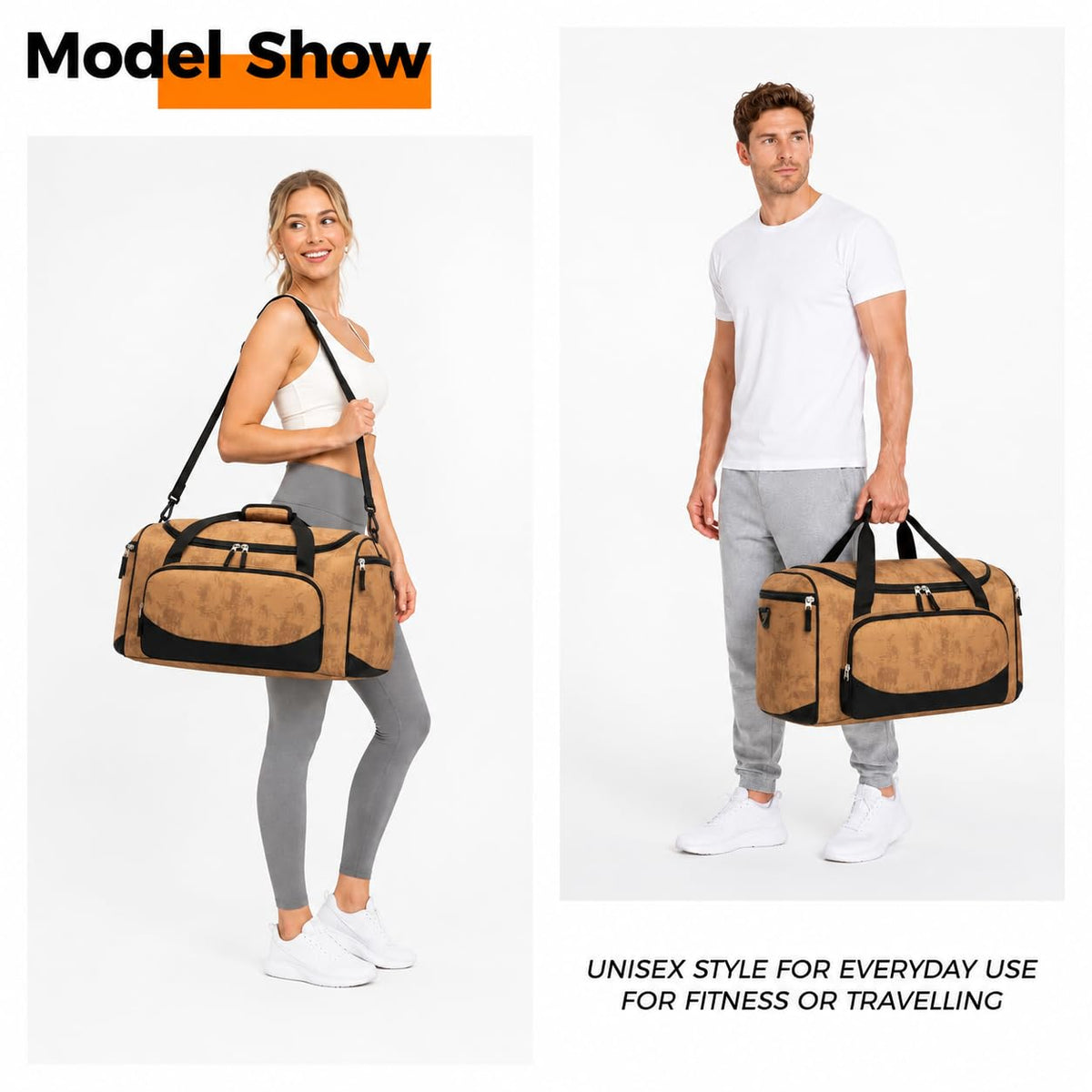 Gym Bag for Men & Women - 50L Large Duffle Bag for Travel, Black