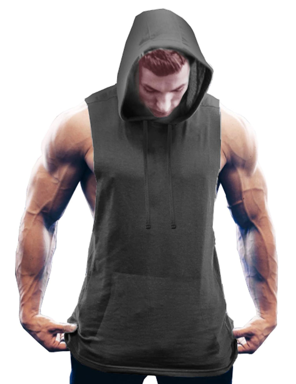 COOFANDY Men's Workout Hooded Tank Tops Bodybuilding Muscle Cut Off T Shirt Sleeveless Gym Hoodies