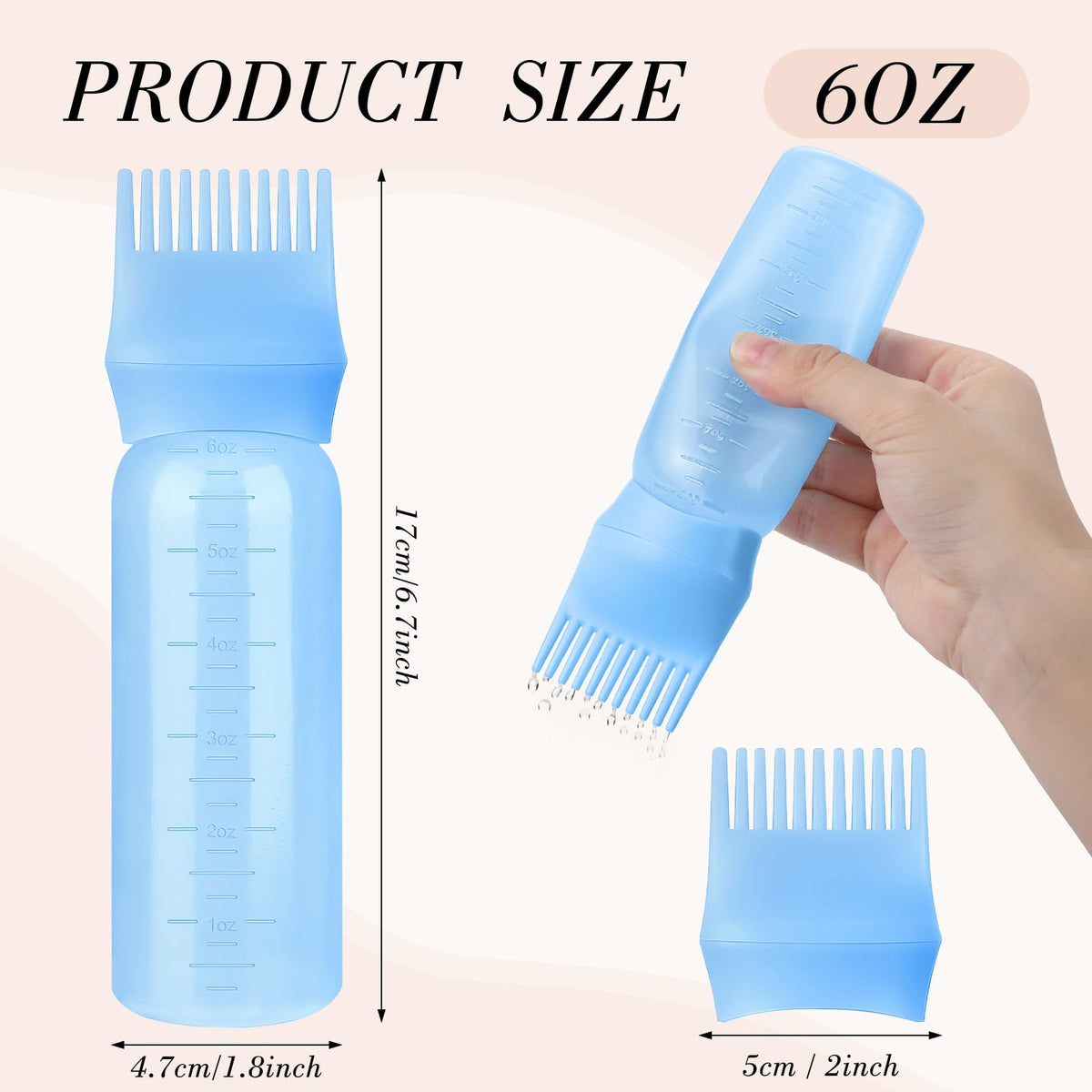 Pimoys 2Pcs 6Oz Root Comb Hair Dye Oil Applicator Bottles For Scalp, Purple