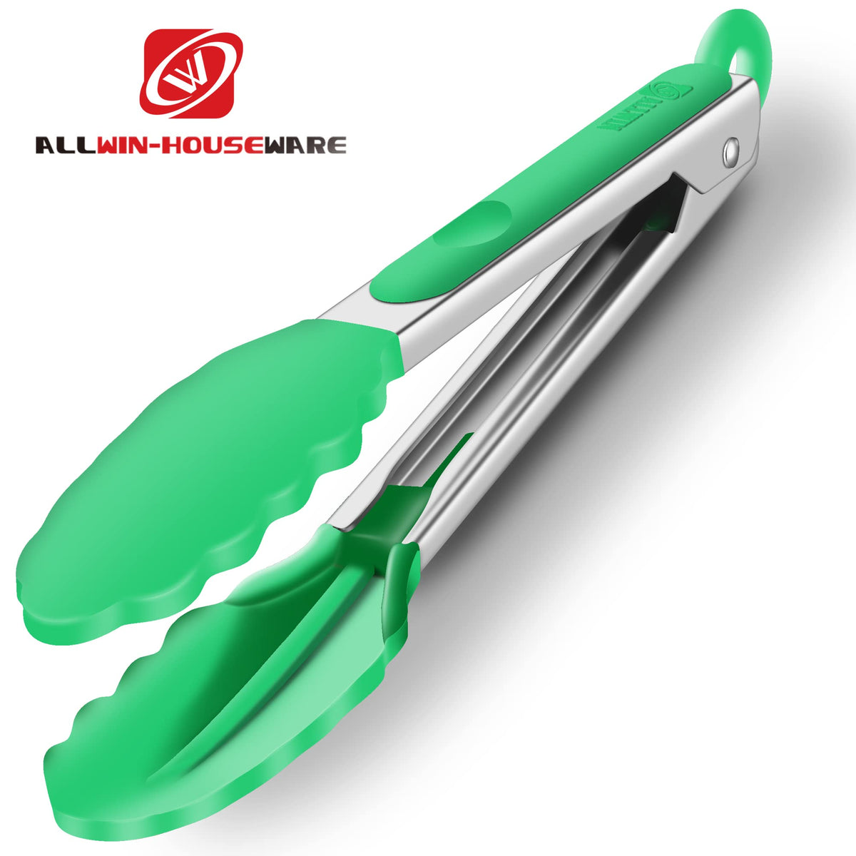 2 Pack Silicone Kitchen Tongs, 9 & 12 Inch, Stainless Steel, Black